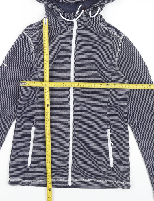 Trespass Womens Blue Full Zip Hoodie UK 12 Polyester Striped Outdoor