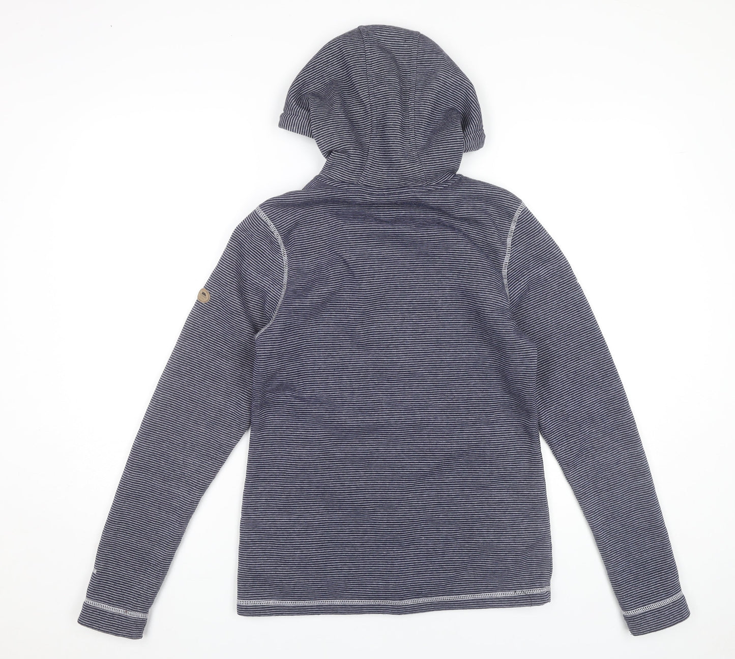 Trespass Womens Blue Full Zip Hoodie UK 12 Polyester Striped Outdoor