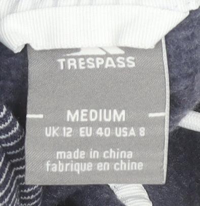 Trespass Womens Blue Full Zip Hoodie UK 12 Polyester Striped Outdoor