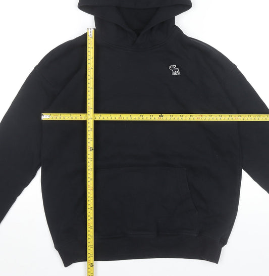 Abercrombie Kids Boys Black Pullover Hoodie 13-14Y Logo Fleece Casual