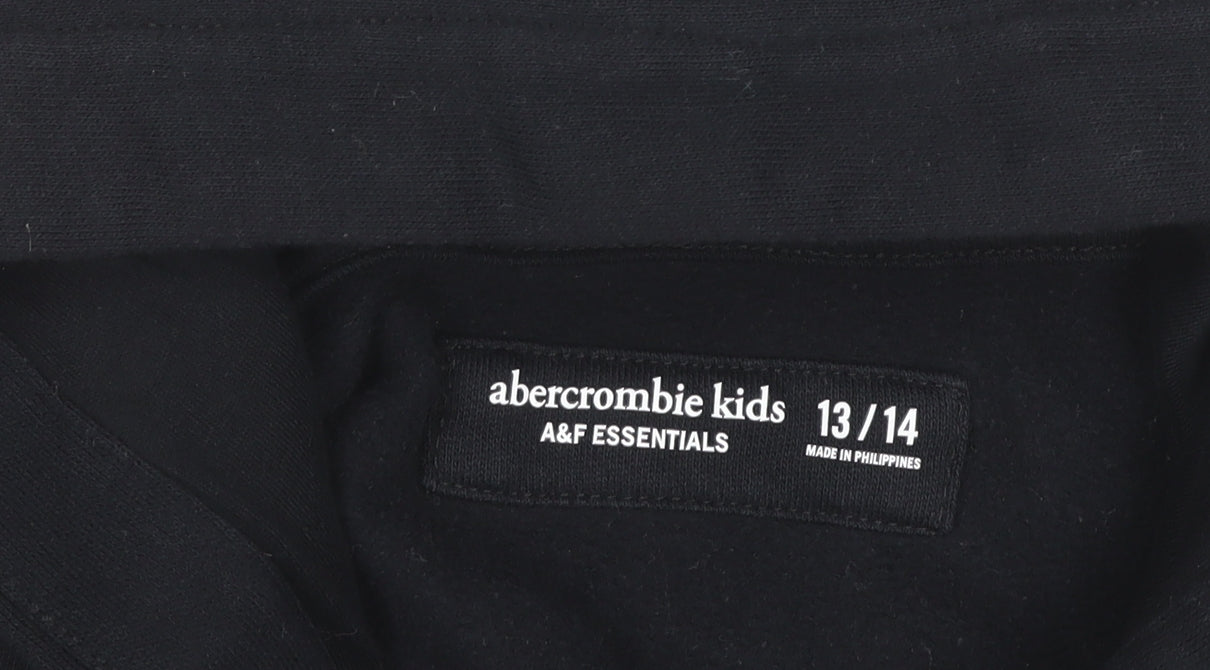 Abercrombie Kids Boys Black Pullover Hoodie 13-14Y Logo Fleece Casual