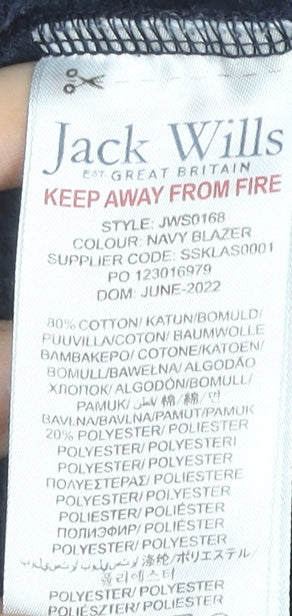 Jack Wills Boys Blue Hoodie 9-10Y Henley 1/2 Zip Cotton Blend