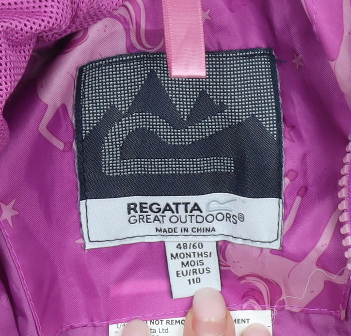 Regatta Girls Pink Unicorn Snowsuit Waterproof Hooded All-in-One 6 Years