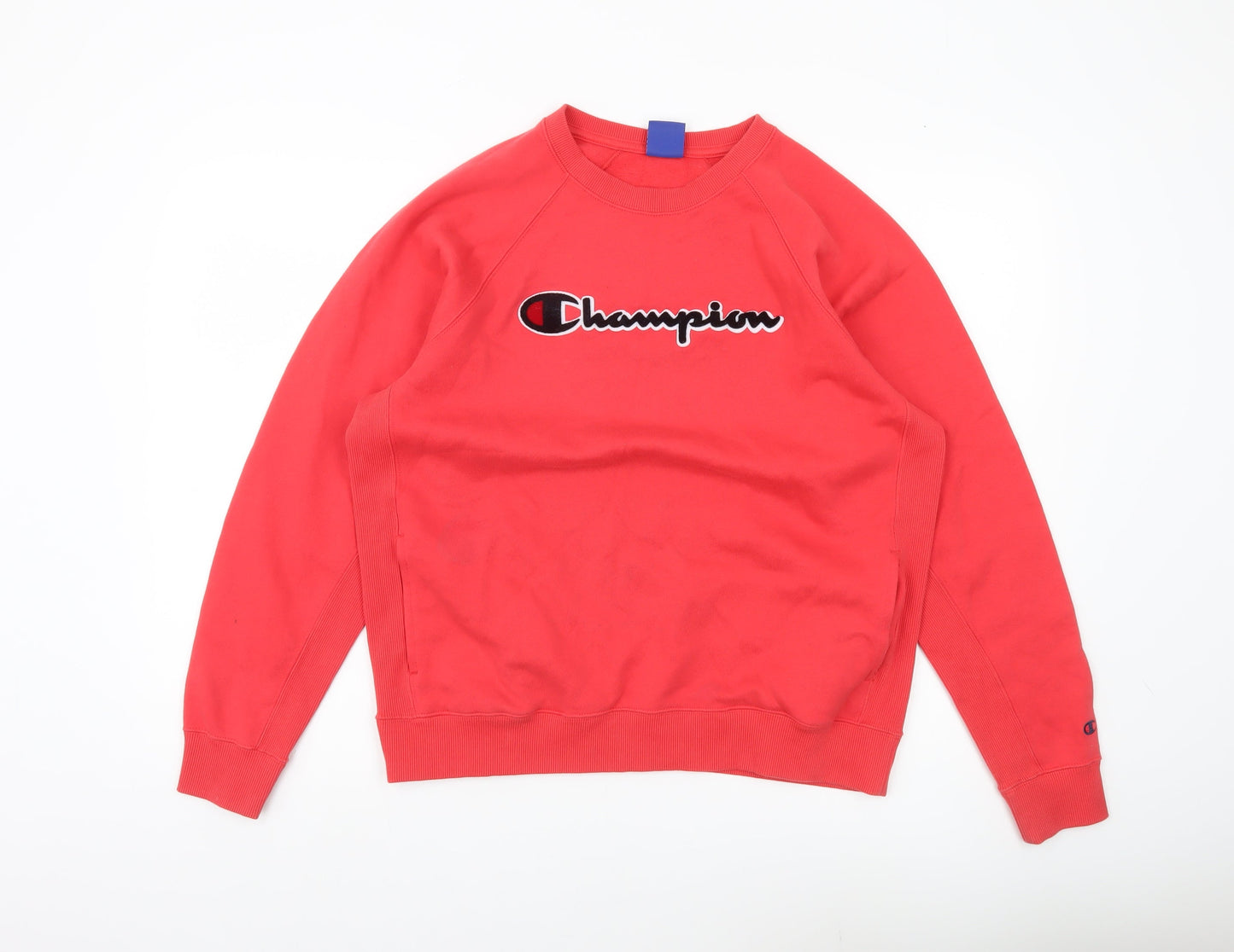 Champion Men's Red Logo Pullover Sweatshirt Size L Crew Neck