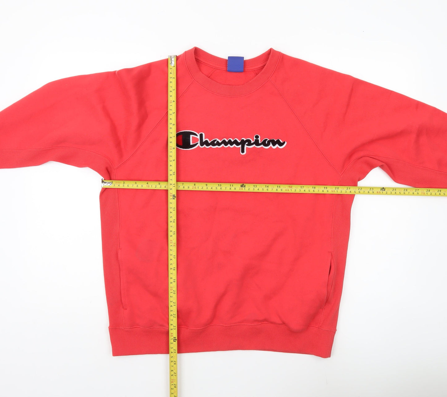 Champion Men's Red Logo Pullover Sweatshirt Size L Crew Neck