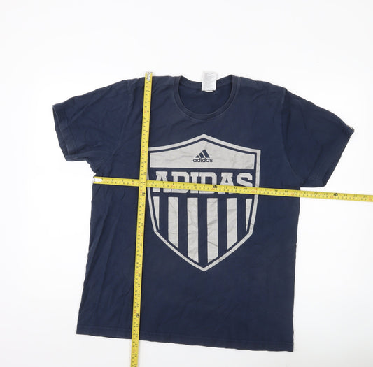 Adidas Men’s Blue Large Graphic Logo Sports T-Shirt