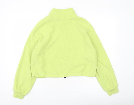 H&M Divided Womens Green Fleece Sweatshirt M 1/2 Zip Human Being Logo