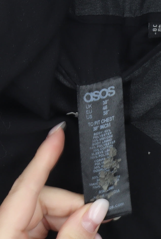 Brand and care label for ASOS Men’s Grey Slim Fit 38 Chest Blazer Jacket Formal