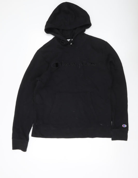 Champion Men’s Black Pullover Hoodie Medium Logo Hooded Sweatshirt