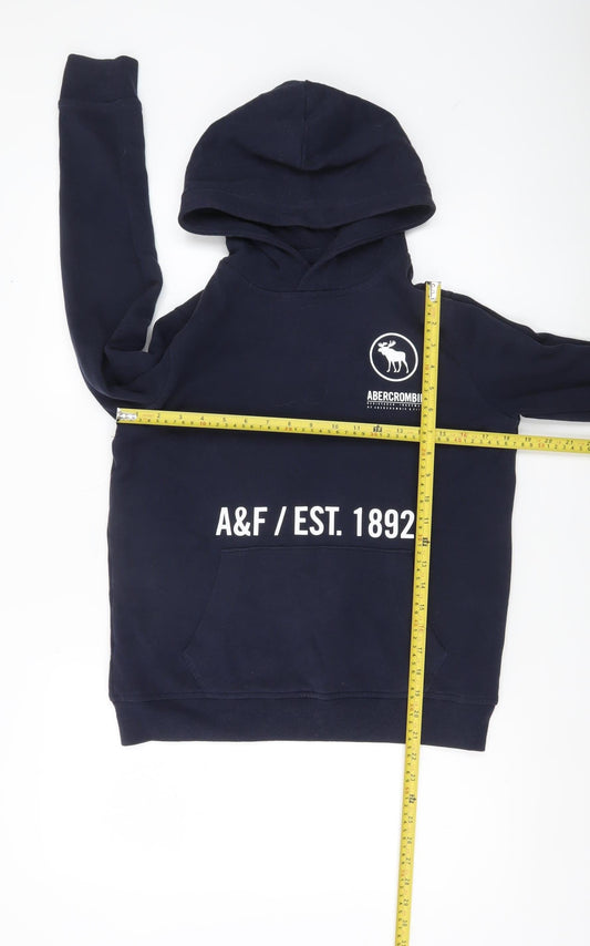 Abercrombie Kids Boys Blue Pullover Hoodie 13-14 Years Logo Print