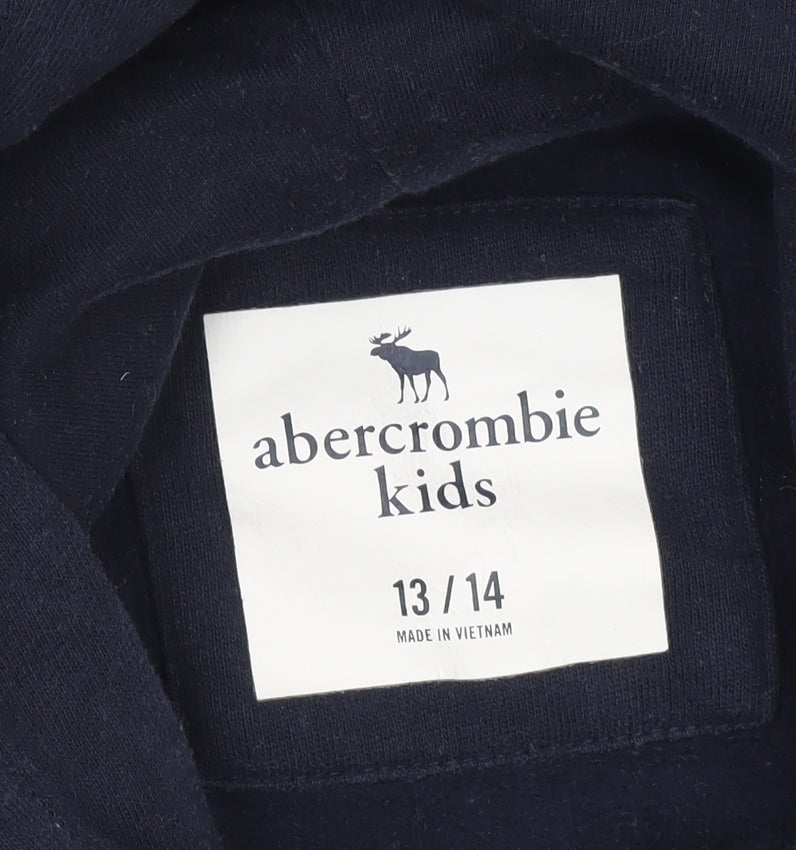 Abercrombie Kids Boys Blue Pullover Hoodie 13-14 Years Logo Print
