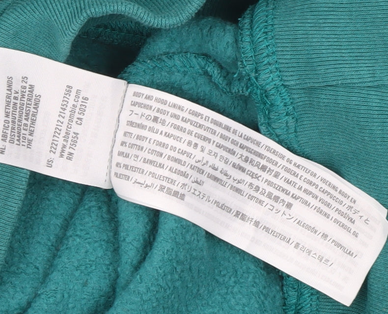 Abercrombie Kids Boys Green Pullover Hoodie 11-12Y Regular Fit Logo