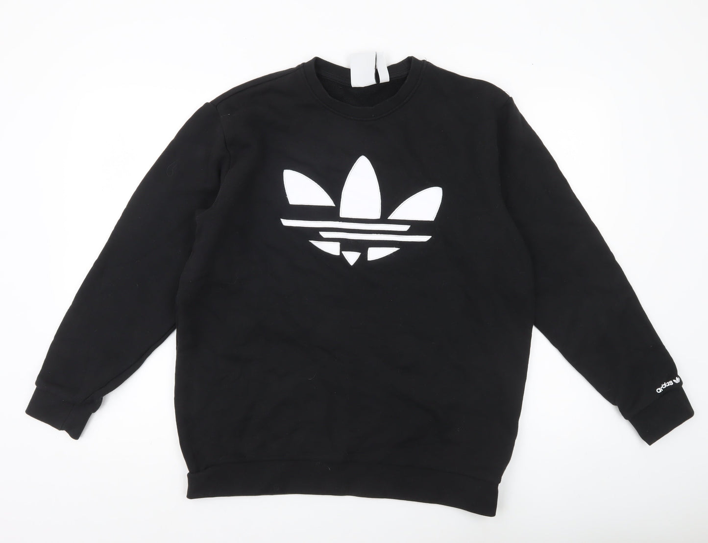 Adidas Mens Black Large Sweatshirt Pullover Crew Neck Logo Cotton