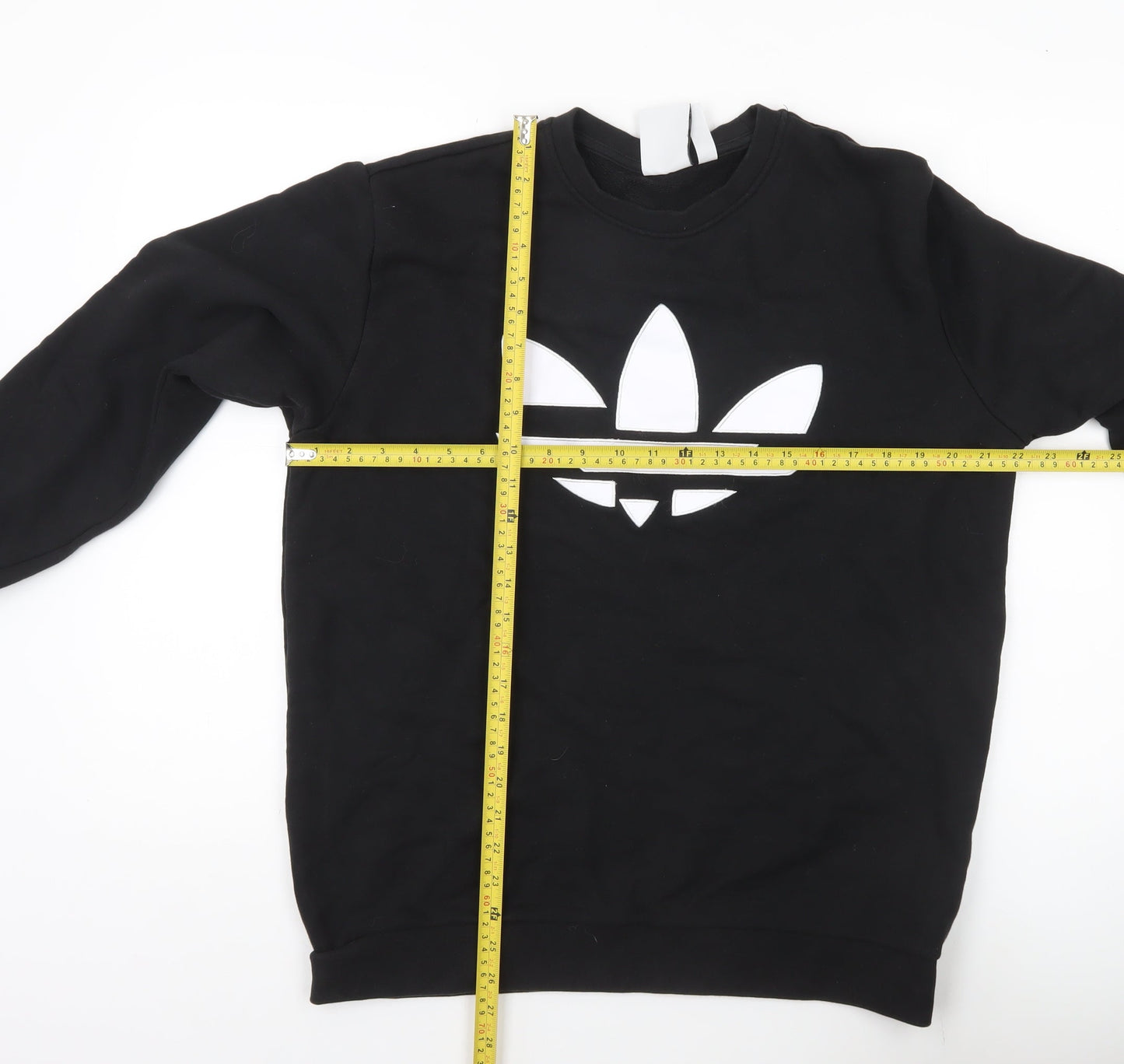 Adidas Mens Black Large Sweatshirt Pullover Crew Neck Logo Cotton