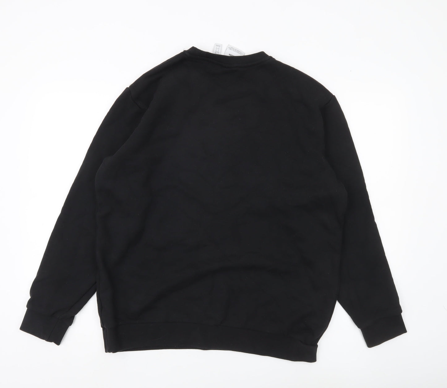 Adidas Mens Black Large Sweatshirt Pullover Crew Neck Logo Cotton