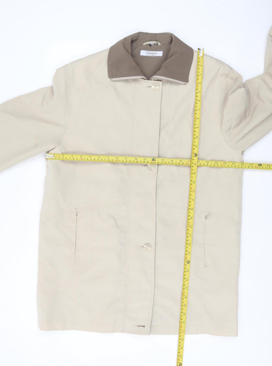 Classics First Avenue Womens Beige Coat Size 14 Lined Overcoat
