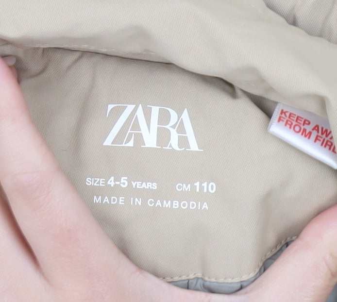 Additional view of Zara girls’ beige cotton blend trench coat 4-5 years belted double breasted