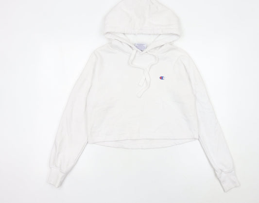 Champion Womens White XS Pullover Hoodie Logo Print Long Sleeve