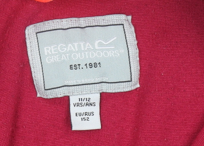 Regatta Girls Red Fleece Sweatshirt 11-12Y 1/4 Zip Outdoor Pullover