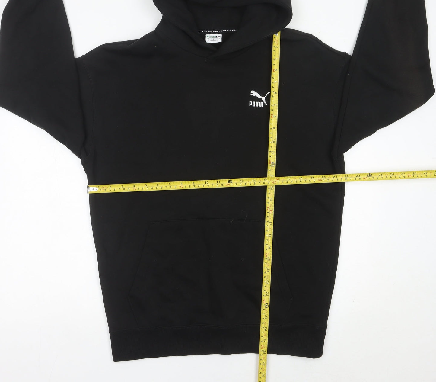 Puma Men’s Black Pullover Hoodie Size M Logo Fleece Sweatshirt