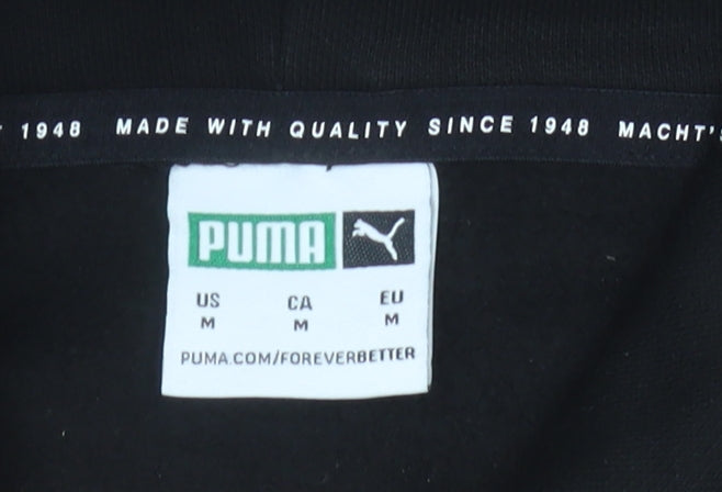 Puma Men’s Black Pullover Hoodie Size M Logo Fleece Sweatshirt