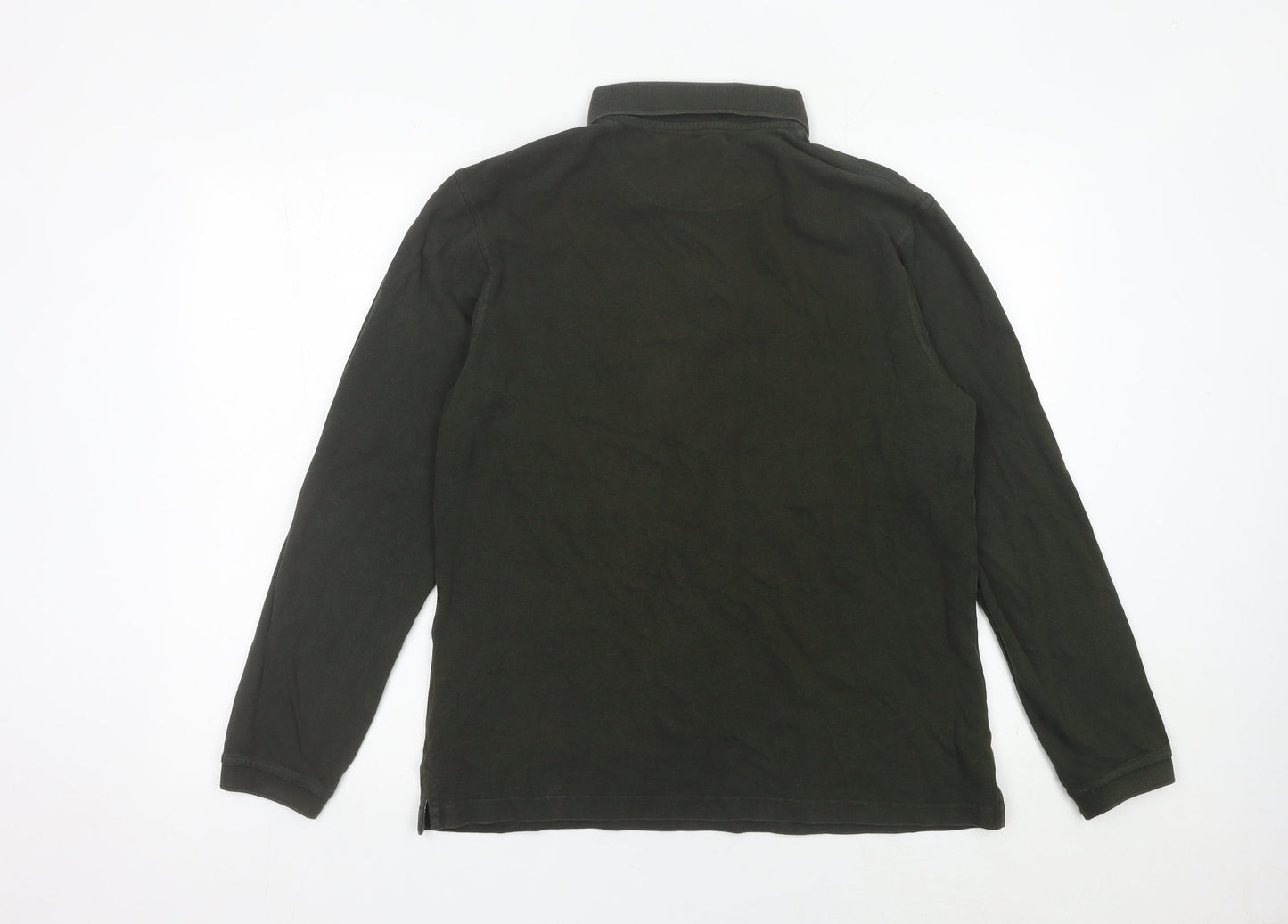 Barbour Men’s Green Long Sleeve Cotton Polo Shirt Size L Regular Fit