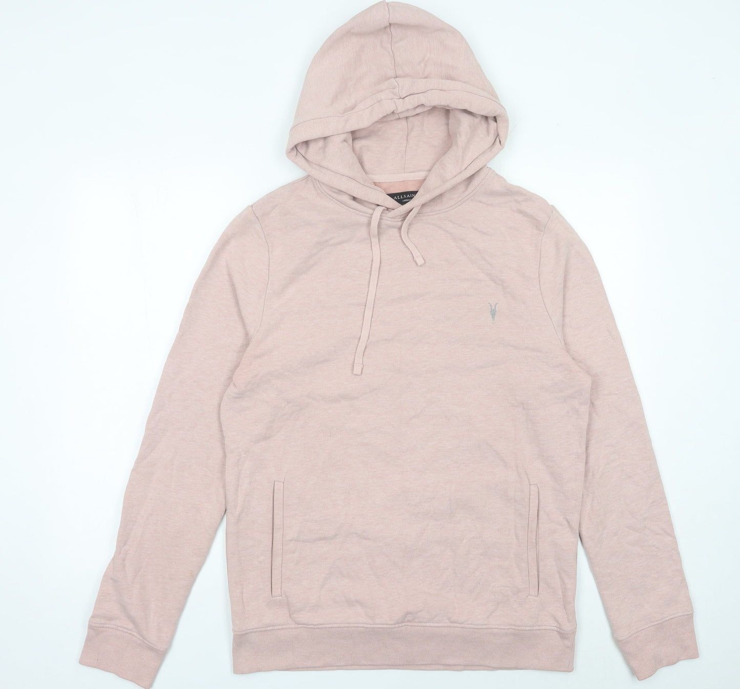 AllSaints Men’s Pink Pullover Hoodie Medium Cotton Blend