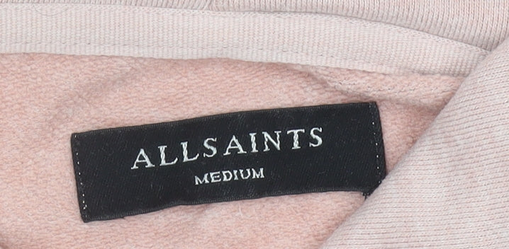 AllSaints Men’s Pink Pullover Hoodie Medium Cotton Blend