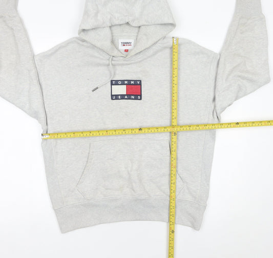 Tommy Jeans Men’s Grey Pullover Hoodie Small Logo Cotton