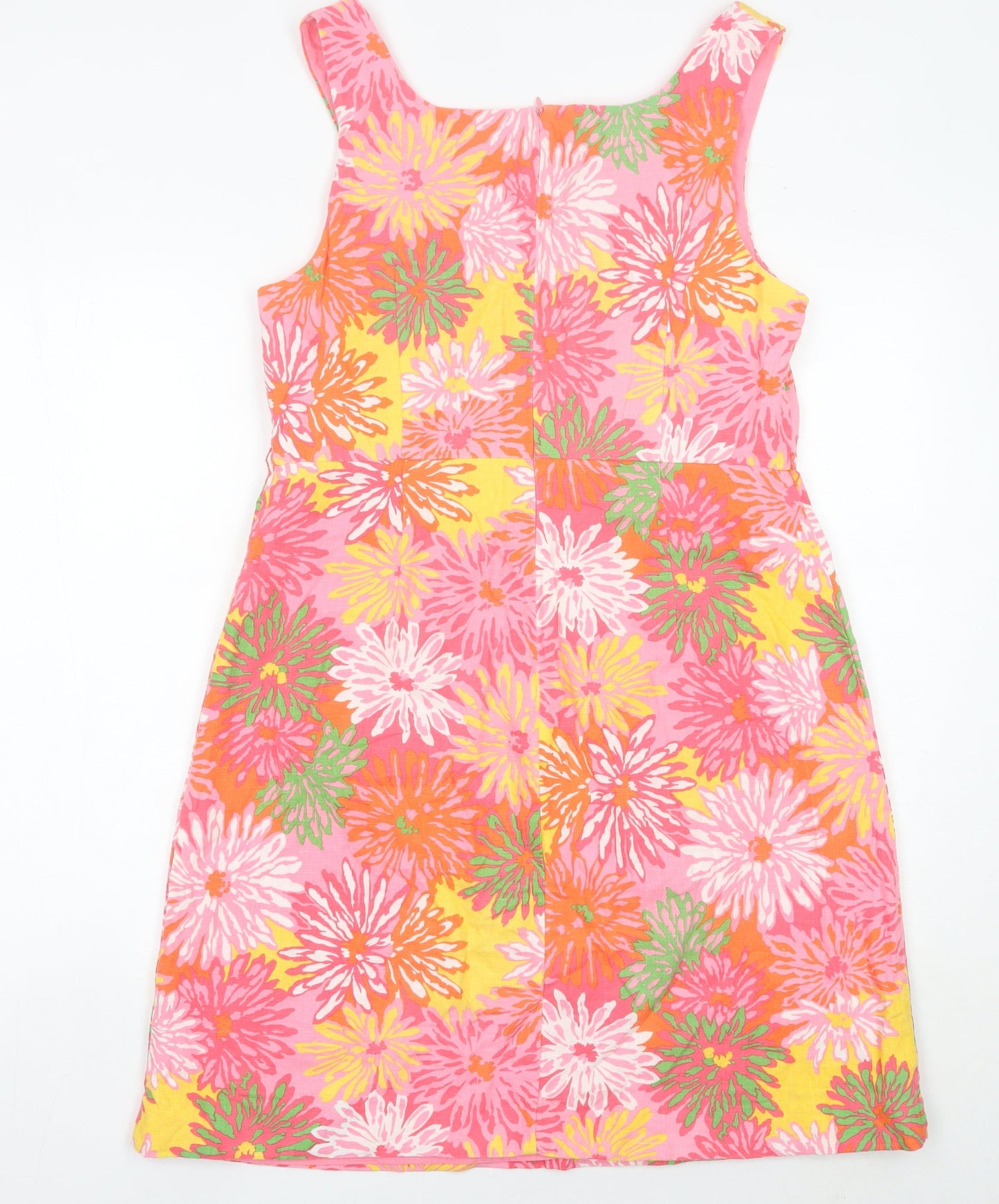 L.K. Bennett Womens Pink Floral Linen Shift Dress UK 14 Summer Wedding