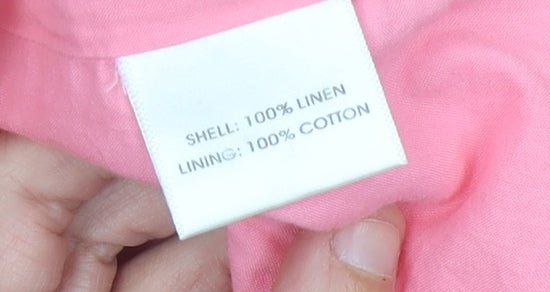 L.K. Bennett Womens Pink Floral Linen Shift Dress UK 14 Summer Wedding