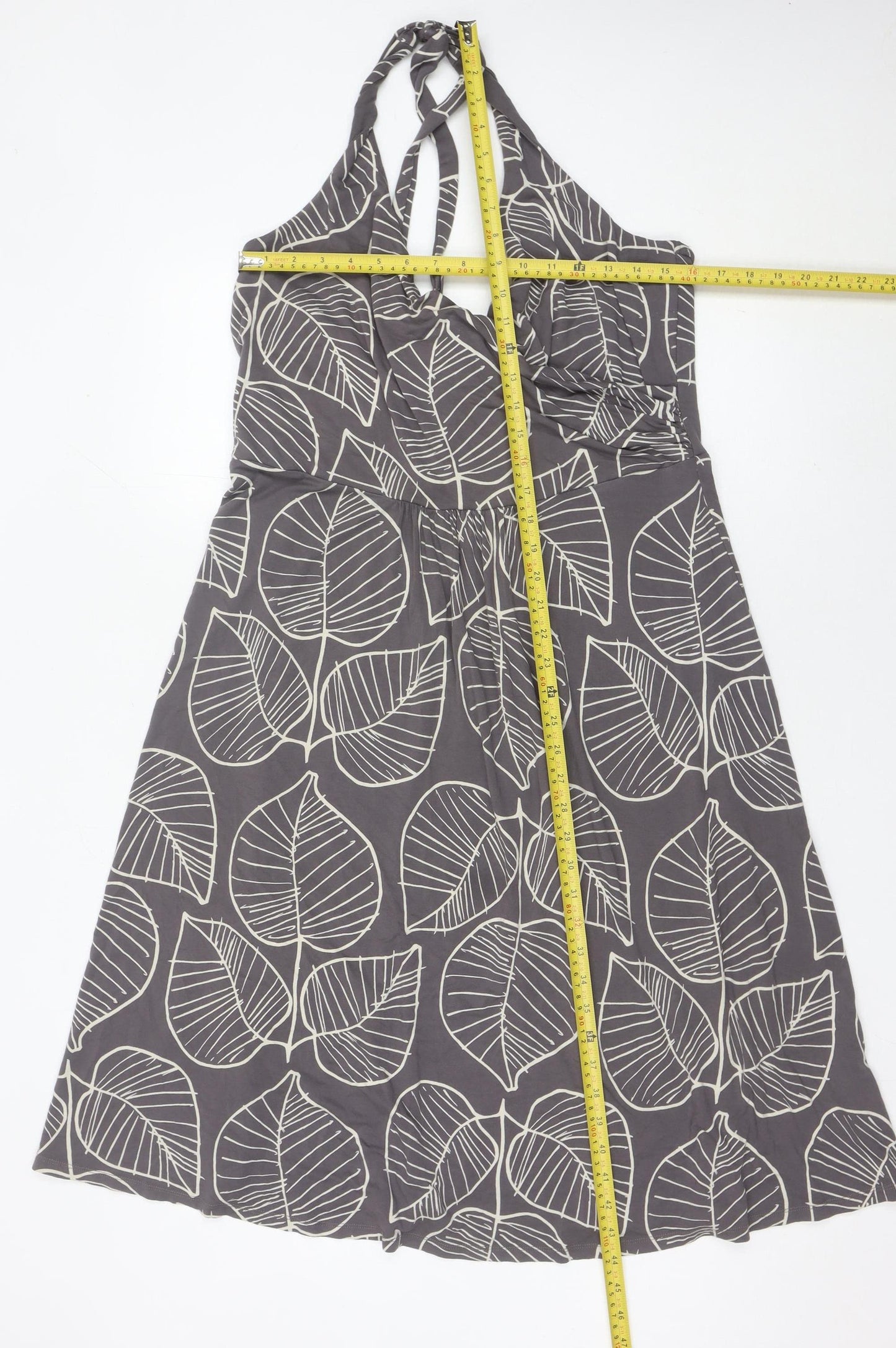 Boden Women Grey Floral Fit & Flare Knee Length Dress Size 20