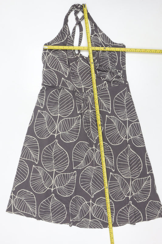 Boden Women Grey Floral Fit & Flare Knee Length Dress Size 20
