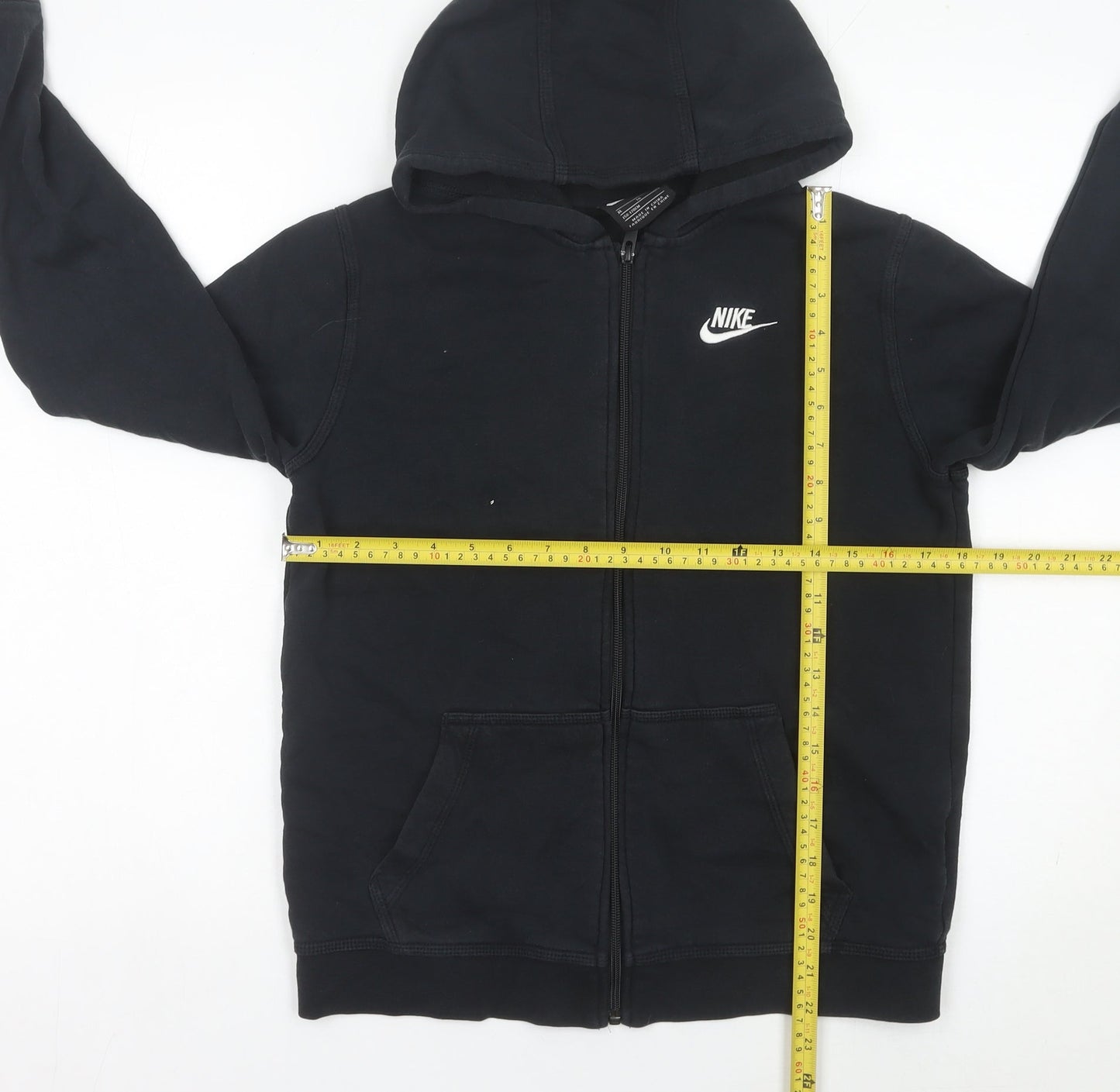 Nike Boys Black XL Full Zip Hoodie Fleece Sweatshirt with Logo