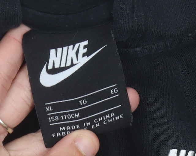 Nike Boys Black XL Full Zip Hoodie Fleece Sweatshirt with Logo