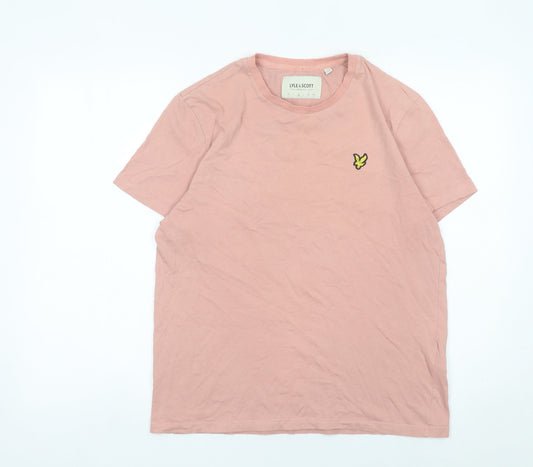Lyle & Scott Men's Pink Cotton Logo T-Shirt Size M Casual Crew Neck