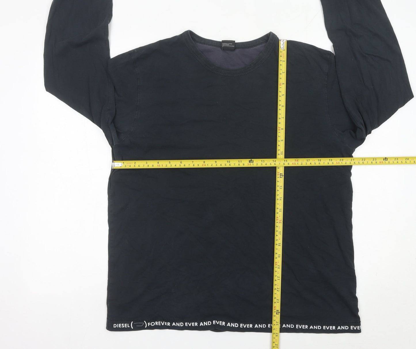 Diesel Men’s Black Cotton Long Sleeve XL Logo Jersey T-Shirt