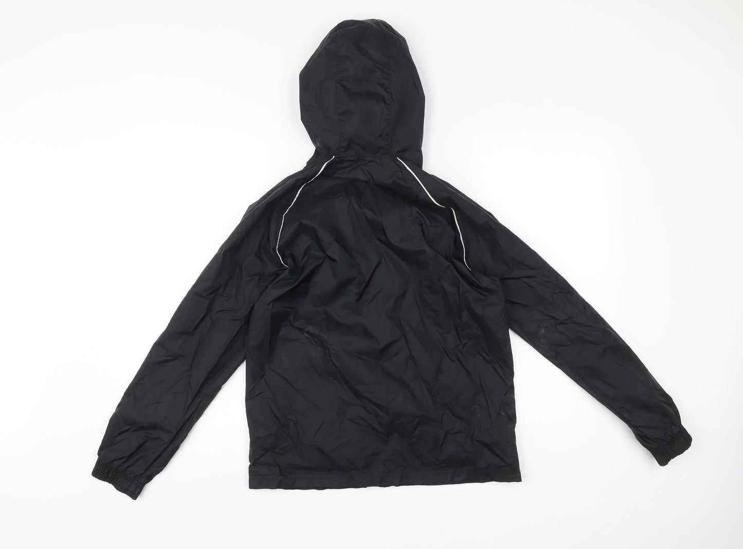 Adidas Boys Black 12 Years Windbreaker Jacket Hooded Sports Coat