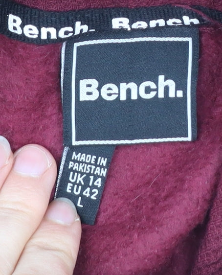 Bench Womens Red Pullover Hoodie Size 14 L Cotton Blend Logo