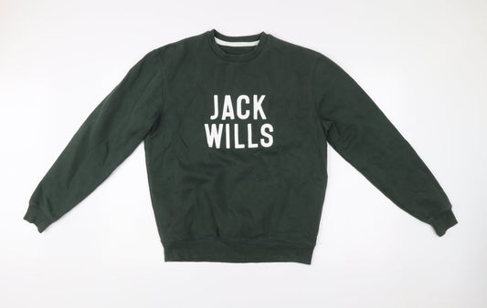 Jack Wills Men’s Green Logo Sweatshirt Pullover Crew Neck Size S