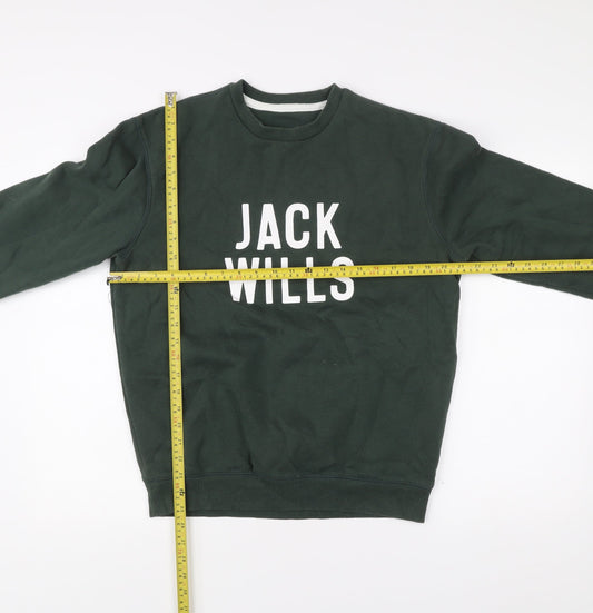 Jack Wills Men’s Green Logo Sweatshirt Pullover Crew Neck Size S