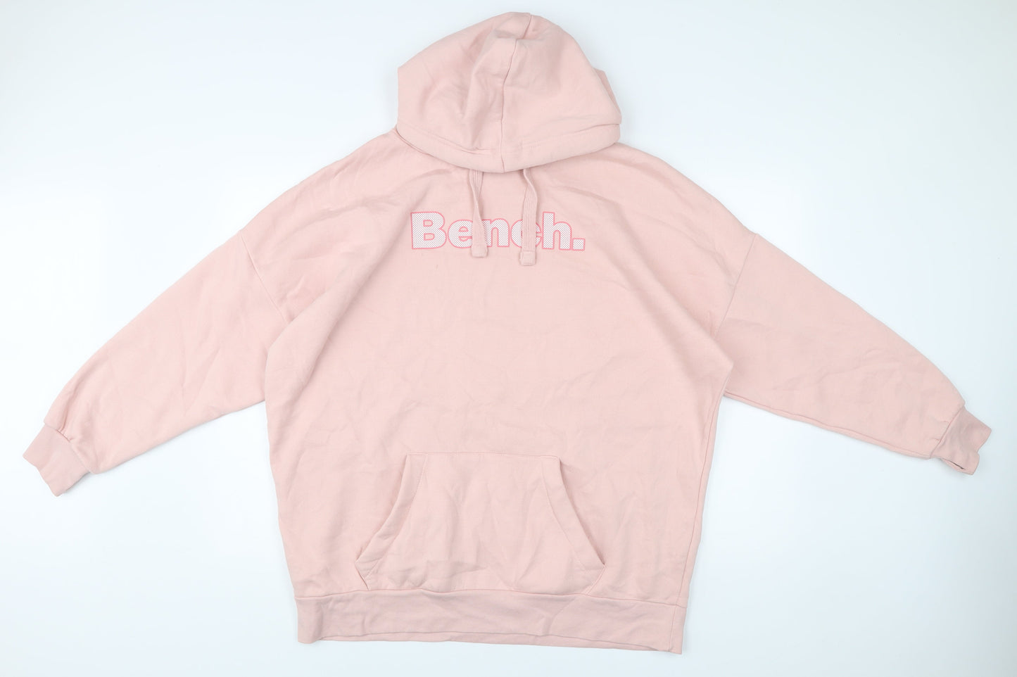 Bench Womens Pink Pullover Hoodie Size L UK 14 Cotton Blend