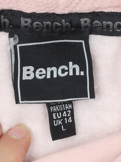 Bench Womens Pink Pullover Hoodie Size L UK 14 Cotton Blend