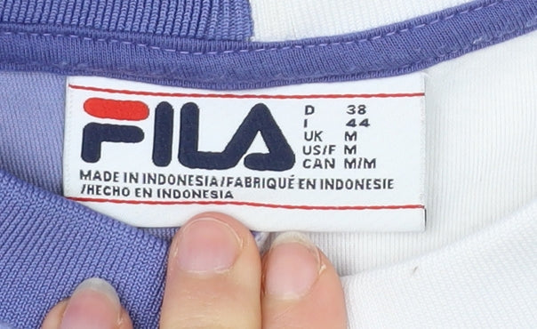 Fila Womens Colourblock Velour Sweatshirt M White Pink Blue Black