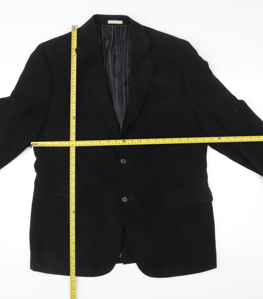 Greenwoods Men’s Black Blazer 44 Regular Fit Two-Button Jacket