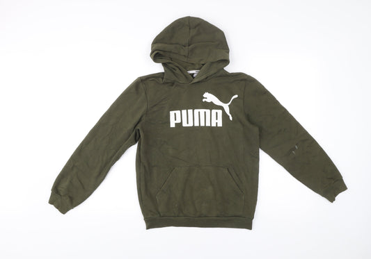 Puma Boys Green Pullover Hoodie 11-12 Years Logo Sports Casual