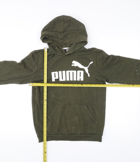 Puma Boys Green Pullover Hoodie 11-12 Years Logo Sports Casual