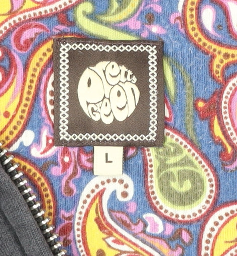 Pretty Green Mens Black Full Zip Hoodie Size L Cotton Casual