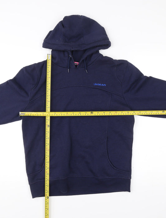 LA Gear Womens Navy Hoodie Size 10 Pullover Cotton Blend