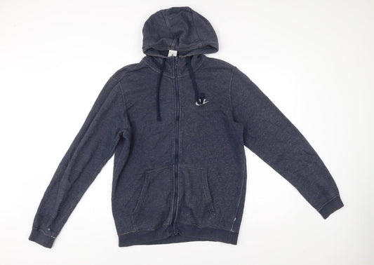 Mens UK M Regular Nike Blue Full Zip Hoodie